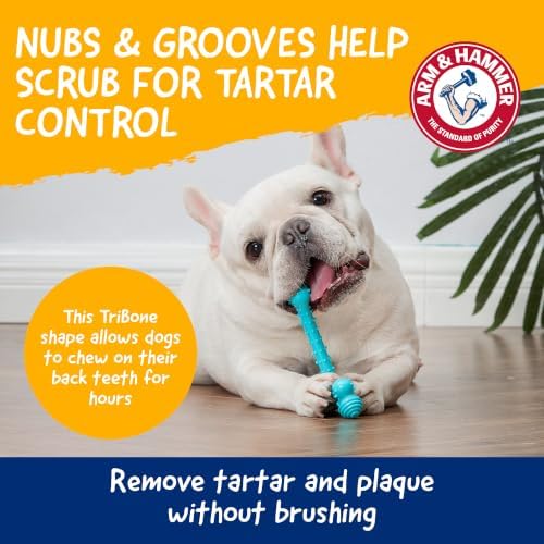 Arm & Hammer Nubbies T-Bone Dental Dog Chew Toy, Peanut Butter, 24-Pk