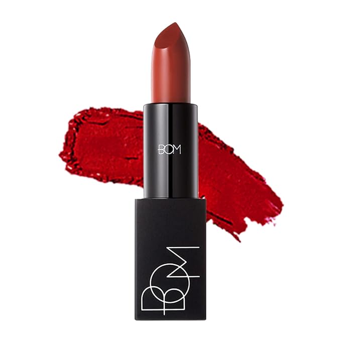 bom My Lipstick 810 My Brick Red, Long Lasting Strong Red Matte Lipstick Velvet Texture