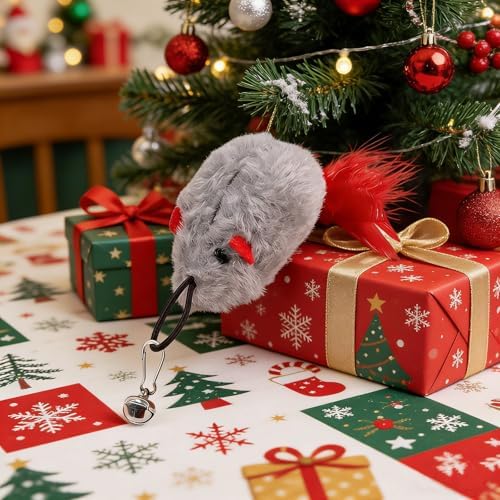 3 Pack Cat Wand Refill Toys Gray Mice with Feather Mice Toy for Cats Cat Feather Toy Refill Wand Attachment Interactive Refills for Feline Play