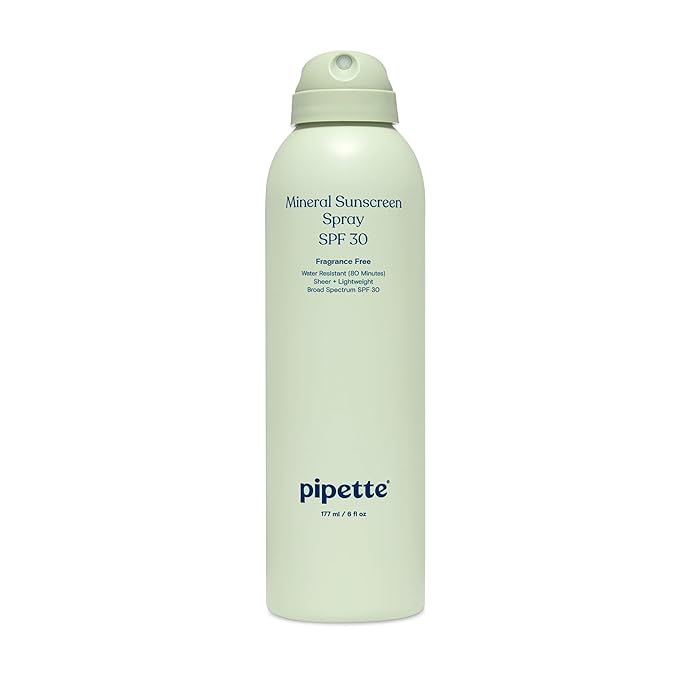 Pipette Baby Mineral Sunscreen Spray SPF 30, 6 oz, Water-resistant Non-nano Zinc Oxide Mineral Sunscreen, UVB/UVA Sunblock for Kids, Safe for Sensitive Skin