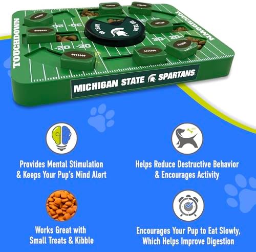 Pets First NCAA Michigan State Large Puzzle Toy, New Size, Interactive Dog Treat & Slow Feeding Toy
