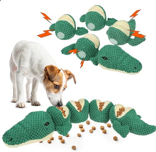 Mihachi Dog Enrichment Toys, Snuffle Toy for Small Medium Dogs, Detachable Dog Puzzles Squeaky Sniffle Interactive Toy for Foraging Training, Boredom and Mental Stimulation, Green Crocodile