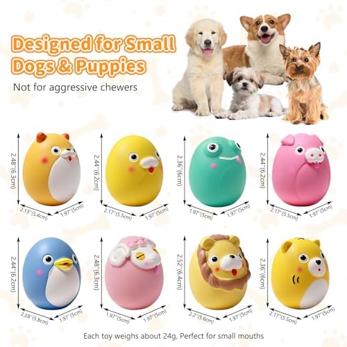 SCHITEC Squeaky Puppy Toys, Interactive Animal Dog Toy, Latex Rubber Balls for Puppies Mini Small Breed Dogs