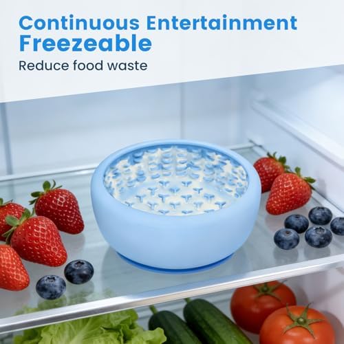Dog Lick Bowl,Freezeable Anxiety Relief Non-Slip Silicone Treat Bowl,Durable Anti-Choking Long-Lasting Enrichment Slow Feeder Licking Mat for Small Medium Breed, BPA Free Silicone Dishwasher Safe