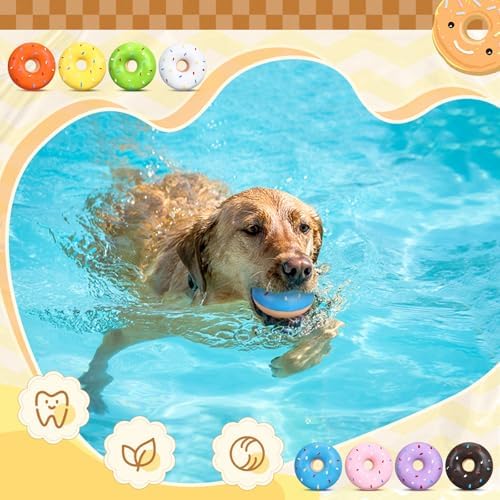 JellyArch 16 Pcs Latex Squeaky Dog Toys Donut Small Dogs Squeaky Chew Toys for Aggressive Chewers Soft Interactive Fetch Play No Stuffing Durable Teething Items for Small Puppy
