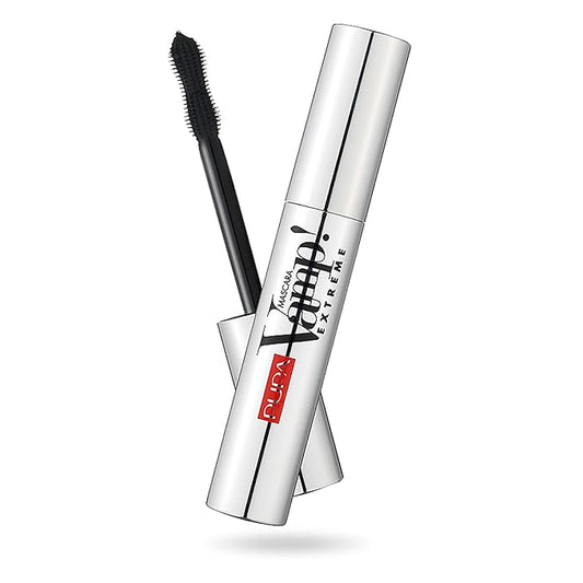 PUPA Milano Vamp Extreme Waterproof Mascara for Women - Volumizing & Lengthening For Sensitive Eyes - Defining,Curling Lifted Eyelashes Length - Long Lasting Smudge Proof Makeup - 10 Black -0.40 Fl Oz
