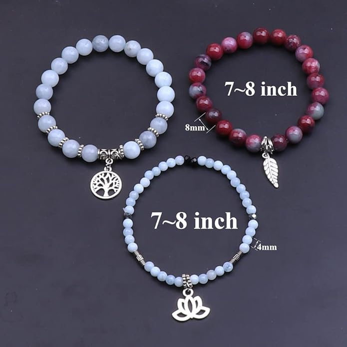 UEUC Tree of Life Yoga Healing Stone Bracelets,Multilayer Lotus Chakra Stone Reiki Bracelet Sets,Anxiety Crystal Natural Stone,for Women Stress Relief