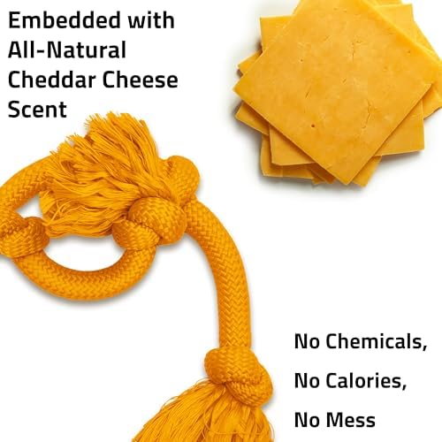 Playology Tug Rope Dog Toys for Large Breed Dogs - Mega Size, Cheddar Scent