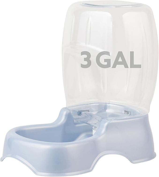 Petmate Pet Cafe Cat and Dog Water Dispenser, 3 Gallon | Automatic Gravity Waterer in Pearl Ash Blue with Easy Grab Base, Wide Mouth Bottle for Hand Washing, Made in USA