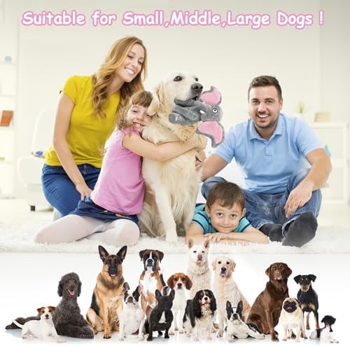 Letsmeet Plush Large Dog Toys with Squeaker and Crinkle Paper, Interactive Puppy Chew and Teeth Cleaning Toy, Pet Toys for Small, Medium and Large Dogs