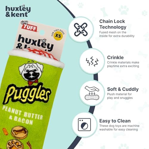 Huxley & Kent Tiny Tuff Plush Dog Toy, Puggles Can