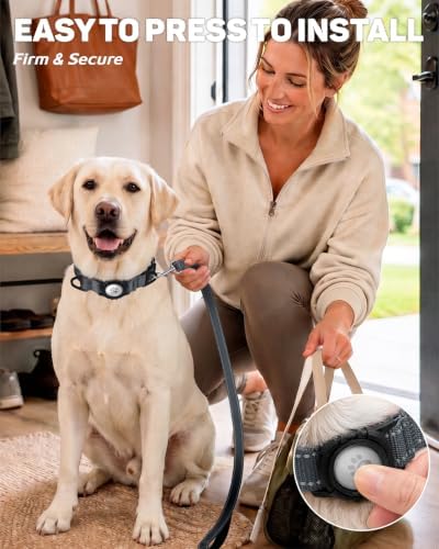 Padded Dog Collar with Waterproof Holder Compatible with Airtag