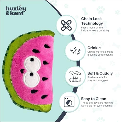 Huxley & Kent Tiny Tuff Plush Dog Toy, Walter Melon, Small
