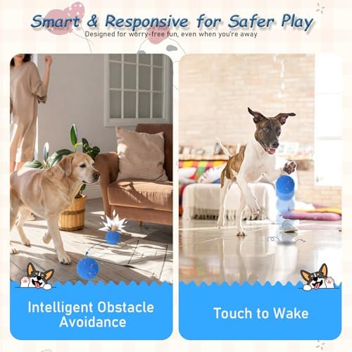 Smart Interactive Dog Toys - Automatic Moving Bouncing & Rotating Dog Ball with E-TPU Material, New Electric Dog Toy USB-C Rechargeable, Active Rolling Balls for Medium-Large Dogs(Blue)