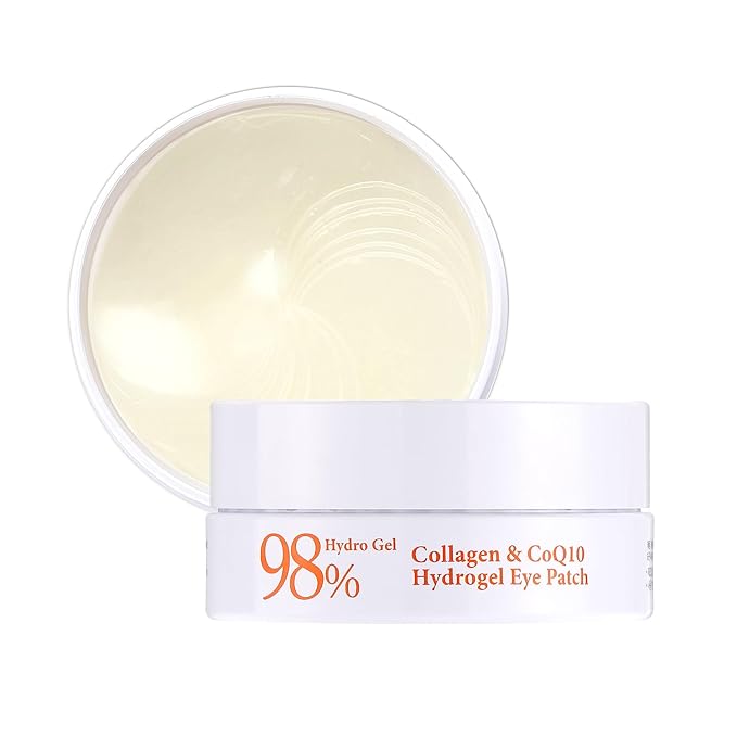 Petitfee Collagen & CoQ10 Hydrogel Eye Patch 60ea - Collagen Under Eye Mask for Intense Hydration, Skin Elasticity, CoenzymeQ10, Aloe Vera, Green Tea Extract for Puffy Eyes and Dark Circles