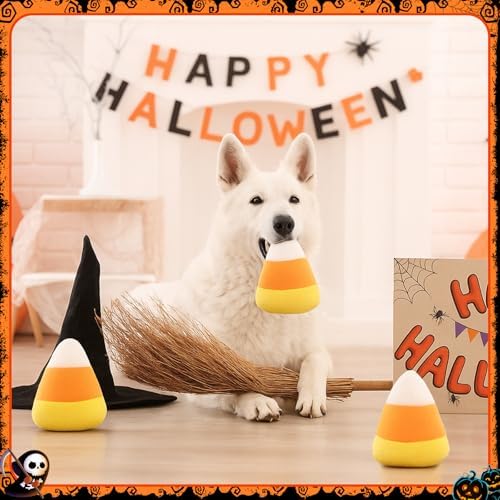 24 Pcs Halloween Dog Squeaky Toys, Pumpkin Bat Candy Ghost Cat