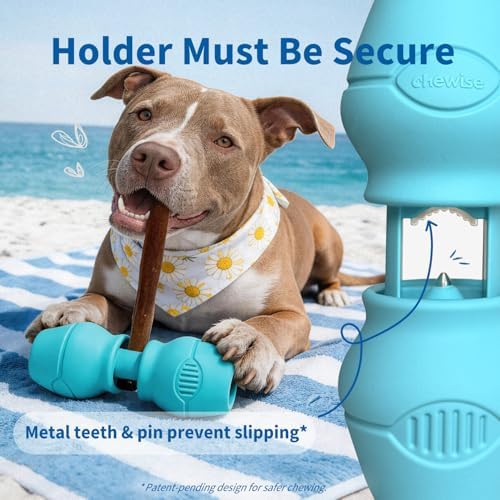 Chewise Bully Stick Holder for Dogs, Metal Teeth Dog Chew Holder