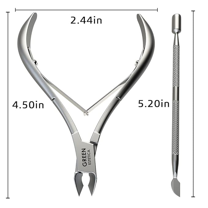 Professional Cuticle Trimmer with Cuticle Pusher Nail Cuticle Remover Nipper Silver Stainless Steel Sharp Blades Manicure Tools with Double Spring Nail Care Pedicure Nail Tools Home Spa (Silver)