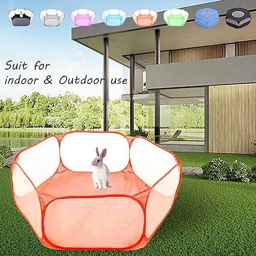 Small Animals Playpen, Portable Pop-up Open Interactive Pet Tent, Indoor Outdoor Fence for Rabbits, Guinea Pig, Hamster, Chinchillas, Kittens, Puppies