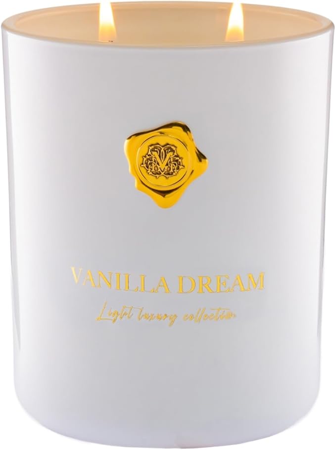 M&SENSE Vanilla & Dream Scented Candle | 90-Hour Burn,16.6 oz | Long-Lasting for Mood Healing and Gifting | Natural Non-Toxic Soy Wax | for Bathroom, Kitchen, Office