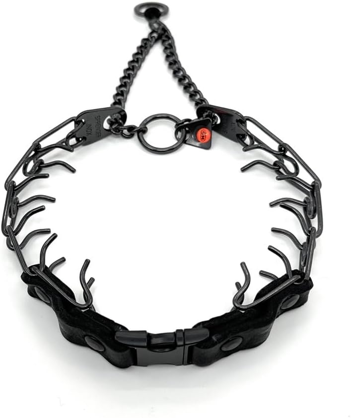 Herm Sprenger Prong Collar for Dogs Training - 2.25mm Prongs for Small Dogs with 14-19" Neck - Quick Release Buckle & Swivel Ring for Easy Use - Made of Durable Black Stainless Steel in Germany