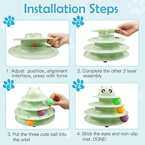 UPSKY 20 PCS Cat Toys Set with Teaser, Mice, Spring, and Various Ball Toys | Puzzle Kitten Toys, Sturdy Structure, Detachable Design, Easy to Assemble, Anti-Slip, Reduces Boredom for Indoor Cats