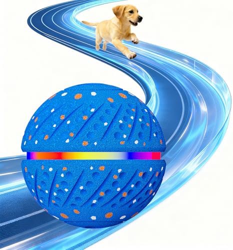 Interactive Dog Ball Toy with Remote Control, Durable E-TPU Material,3 Modes Automatic Bouncing Dog Ball with RGB Lights, IP54 Waterproof Electronic Dog Toy for Puppy, Medium and Large Dogs