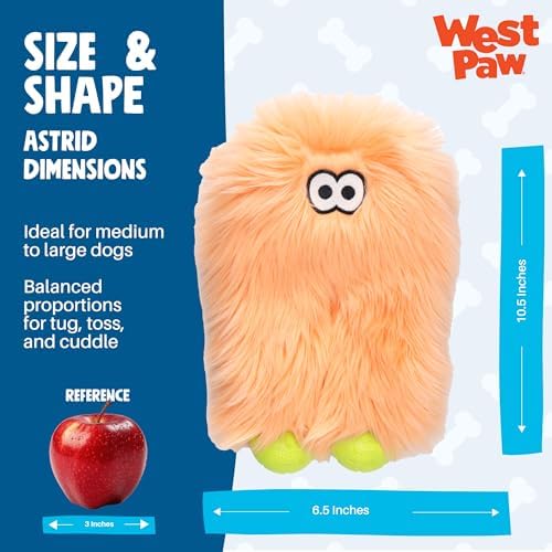 WEST PAW Rowdies Astrid Durable Plush Dog Toy with Reinforced Seams and Chew Resistant Design for Tough Play Safe Indoor or Outdoor Fun for Dogs Who Deserve the Best - Melon