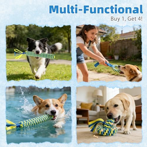 Snuffle Ball for Dogs, Interactive Dog Puzzle Toy for Smart Dogs Treat Dispensing, Durable Tug Of War Dog Chew Toys for Small Medium Large Dogs, Multi-Functional Floating Pool Pet Toys Indoor Outdoor