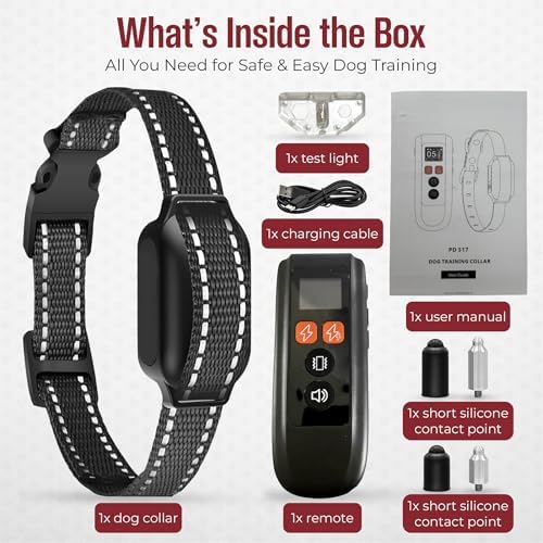 Dog Training Collar with Remote – Beep & Vibration Modes – Adjustable Levels, Waterproof Receiver, Rechargeable Training Collar for Small, Medium & Large Dogs – Up to 1000-3300FT of Range