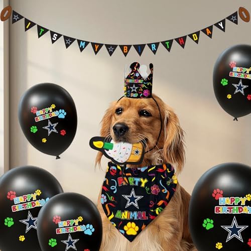 NFL Dallas Cowboys Pet Birthday Bandana, NFL Dog Birthday Party Set and Costume, Licensed Dog & Cat Birthday Party Scarf, Football Team Pet Outfit, Puppy Bday Accessory, Size Small/Medium