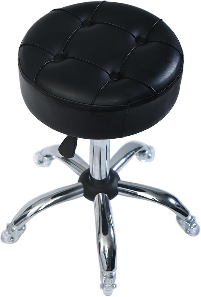 ACEQLYT® Round Rolling Stool with Wheels, Heavy Duty 400lb, Height Adjustable Swivel Drafting Stool for Shop, Salon, Home, Office, Tatoo, Medical, Massage (Black)