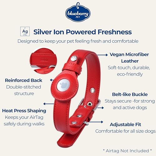 Blueberry Pet Microfiber Leather AirTag Dog Collar