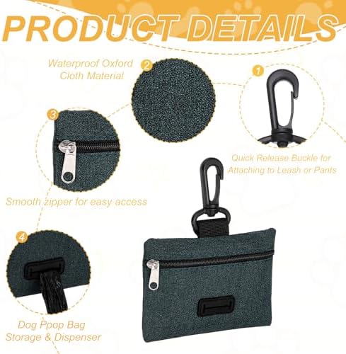 Dog Poop Bag Holder, Pet Waste Bag Dispenser Dog Treat Pouch with Clip Oxford Cloth Portable Reusable Easy Cleanup(2Pcs, Black), Intended for Outdoor/Travel/Walking