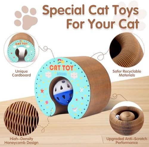 2pack Expandable Cat Scratcher Cardboard Toys with Bell Balls