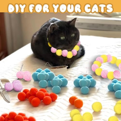 Cat Toy Balls with Launcher Set , Interactive Cat Toys with 1 Launcher & 20 Colorful Soft Pom Balls, Fun Pet Play Toy for Tracking Indoor Cats (Reinforced Edition)