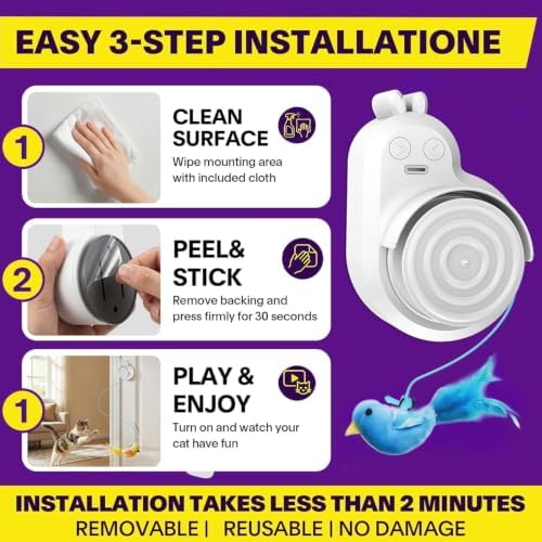 Automatic Interactive Cat Toys, Door Flying Feather Bird & Mouse for Kitten