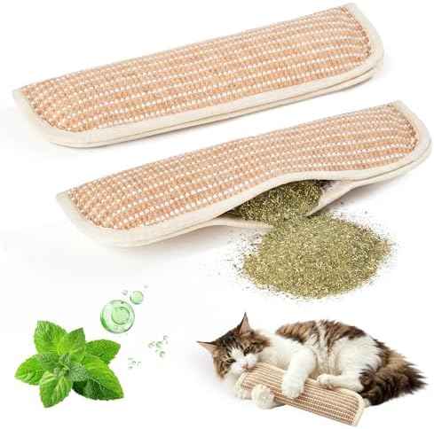 Cat Toys, 2 Pack Sisal Catnip Pillow Toys with 8000mg Catnip