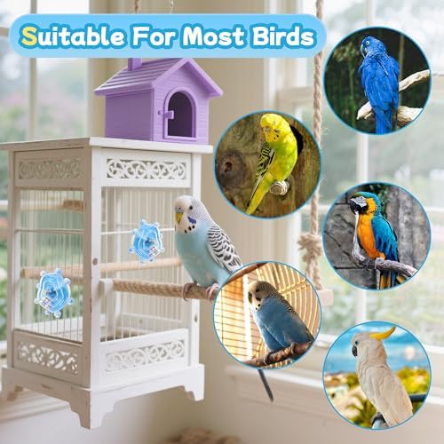 2 Colors Bird Toys for Parrots, Small Bird Cage Toys with Spinning Rattle