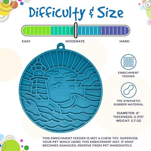 SodaPup Lighthouse eMat – Durable Enrichment Feeder with Suction Cups Made in USA from Non-Toxic, Pet-Safe, Food Safe Rubber for Mental Stimulation, Avoiding Overfeeding, Calming, & More