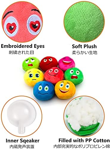 SCHITEC Squeaky Dog Toys, [8 Pack] Soft Stuffed Plush Balls with Squeakers, Interactive Fetch Play for Puppy Small Medium Pets