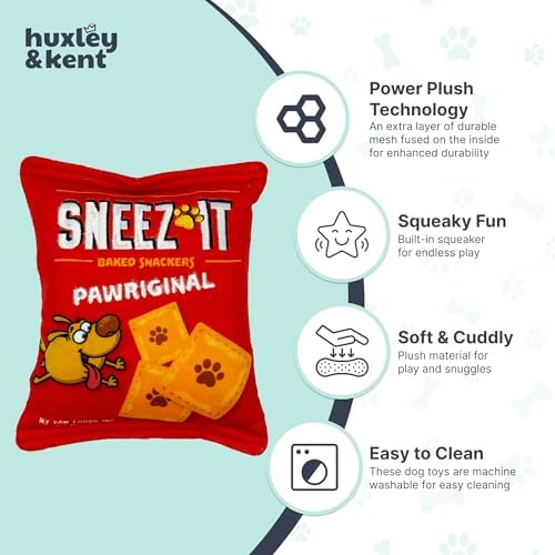 Huxley & Kent Power Plush Squeaky Dog Toy, Sneeze-It, Large