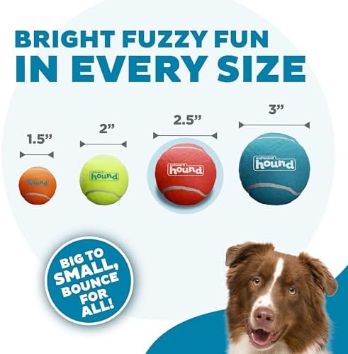 Outward Hound Squeaker Ballz Tennis Ball Dog Toy, Medium, 2.5", 6‑Pack