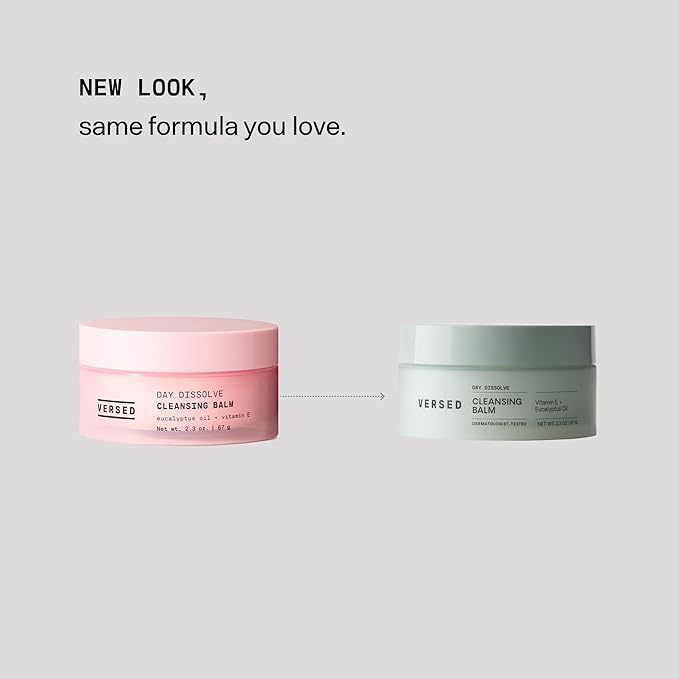 Versed Day Dissolve Cleansing Balm - Makeup Melting Balm Infused with Vitamin E + Eucalyptus Oil to Calm Skin - Oil Based Double Cleanser with Avocado + Jojoba (2.3 oz)