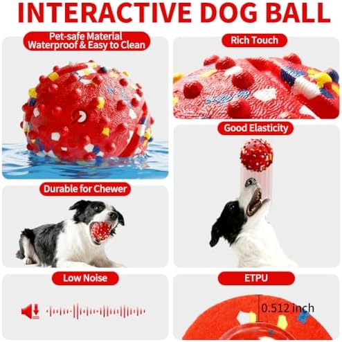 Interactive Dog Toys, Rechargeable Dog Ball, Automatic Moving Toy for Small Medium Dogs, Indoor Outdoor Exercise, Chew Resistant Design to Keep Busy