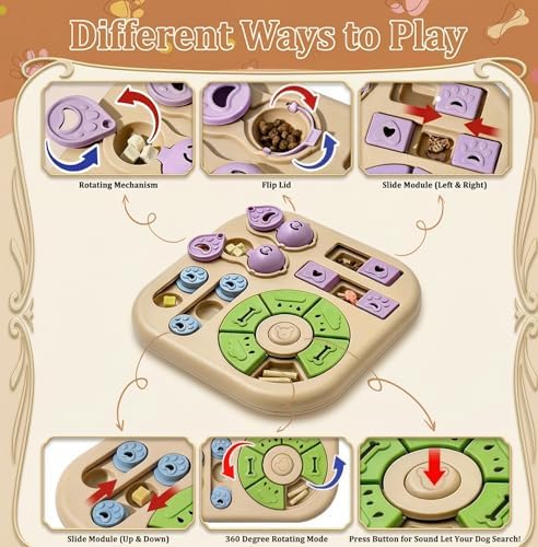 Interactive Dog Puzzle Toys for Smart Dogs - Mental Stimulation Puzzle Toys for Small & Medium Dogs, Treat Dispensing Dog Enrichment Toys for Beginner Dogs