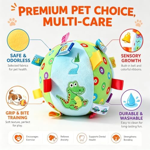 Dog Tag Toy，6-Inch Squeaky Plush Toy for Puppies & Small Medium Dogs
