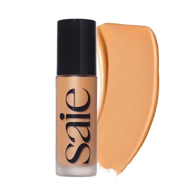 Saie Glowy Super Skin Tint Liquid Foundation - Weightless + Dewy Foundation with Lightweight Medium Coverage - Hydrating Face Makeup + Skin Care Serum Hybrid with Hyaluronic Acid - Shade 20 (1.01 oz)