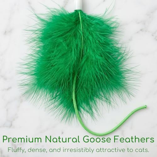 6-Pack Replacement Feathers for Hide and Seek Interactive Cat Toy, Upgraded Durable Wand Attachments Compatible with Umosis and Sofolor Automatic Kitten toys, Moving Feather Refills for Indoor Cats