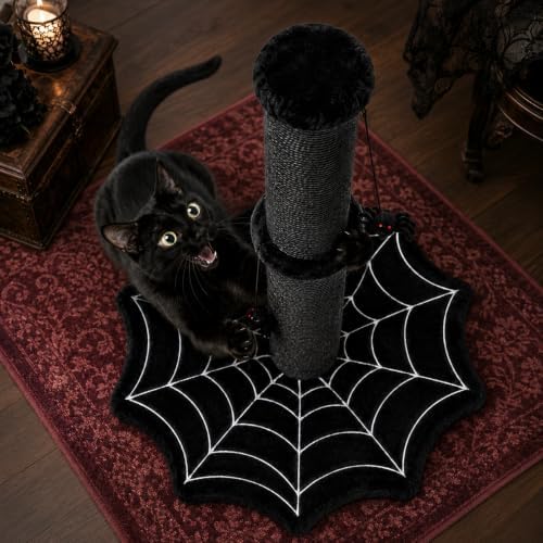 Gothic Cat Scratching Post with Spider Toys for Indoor Cats